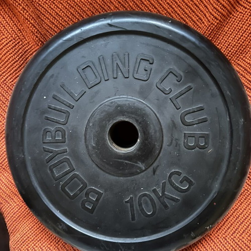 Weight Plates used, various sizes 1.25 to 20 kg, bodybuilding style