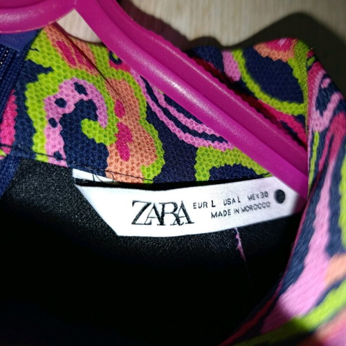 Zara printed blouse like new, size L, remade from dress