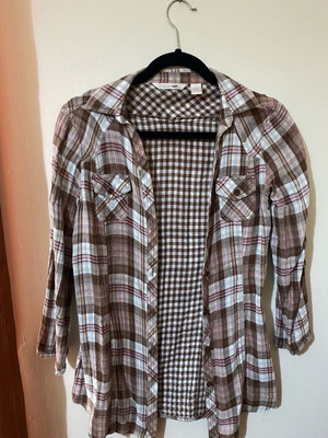 Brown checked shirt used, size S