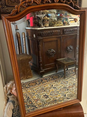 Carved handmade mirror made of solid walnut wood