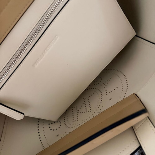 Karl Lagerfeld Large Shoulder Bag New, Beige and White Leather