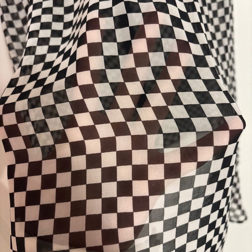 Silvian Heach asymmetrical checkered shirt like new, white and black