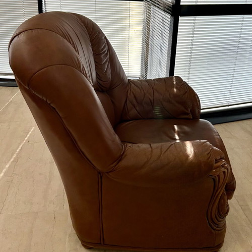 Armchair made of genuine leather used