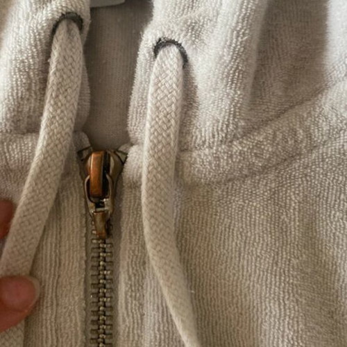 SugarFree white textured zip-up hoodie, size S