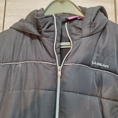 La gear unisex winter jacket used, black with reflective strips