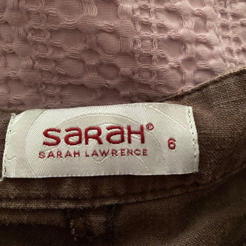 Sarah Lawrence linen brown skirt used, knee-length A-line