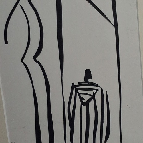 Woodcut by Dimitris Andreadis signed and numbered 9/110, like new, framed