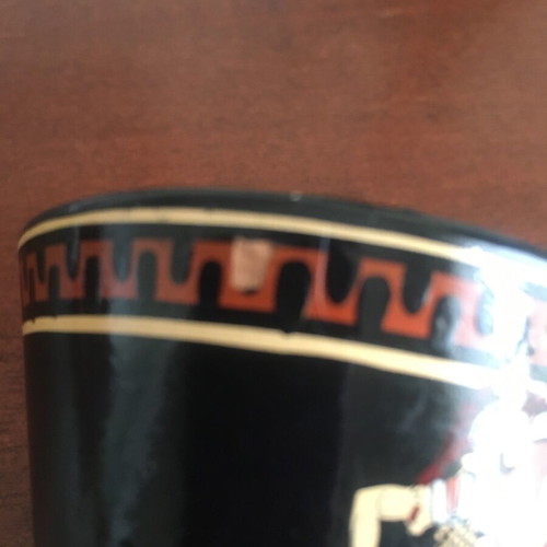 Souvenir coffee cup Ancient Greece used, hand-painted terracotta
