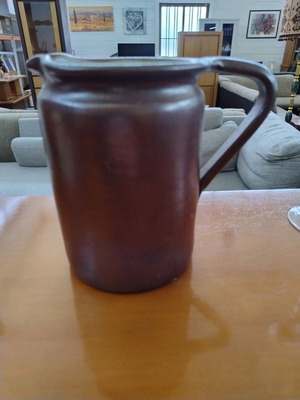 Clay jug 1 l like new with rough salt glazed surface
