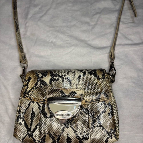Rocco Barocco crossbody bag with snake print, new, black and gray