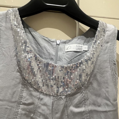 Active dress size 16 used, grey with silver sequins and lace