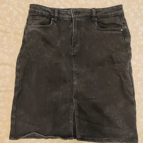 Sinsay black washed midi denim skirt with front slit