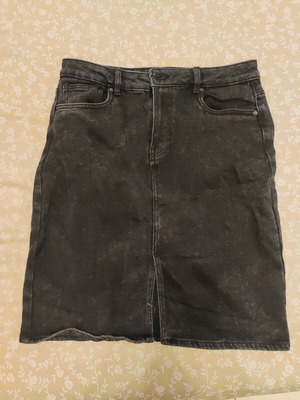 Sinsay black washed midi denim skirt with front slit