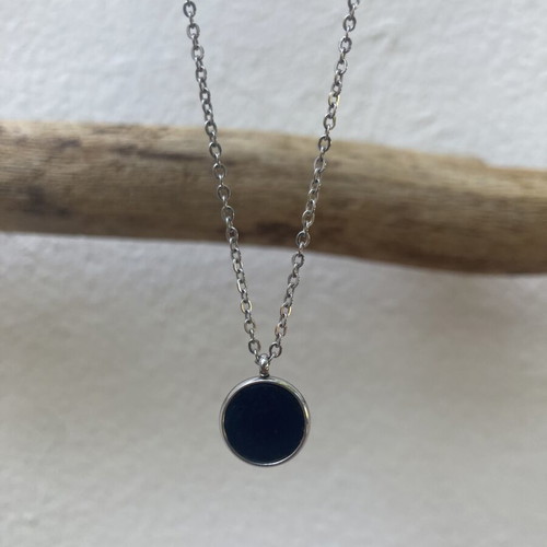 Minimal stainless steel necklace, black and silver