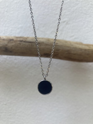 Minimal stainless steel necklace, black and silver