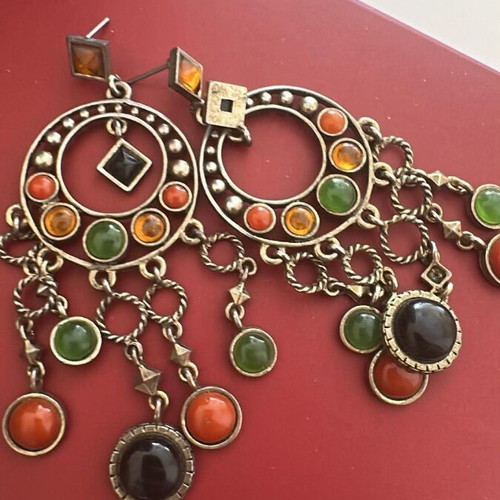 Earrings long dangling boho style vintage, like new