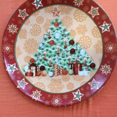 Christmas plate like new with tree motif, 27 cm diameter