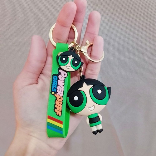 Powerpuff Girls Buttercup keychain like new, silicone, black and green