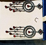  ασημένια σκουλαρίκια 925 με γρανάτη μοναδικό κομμάτι 13,9 γραμμάρια
