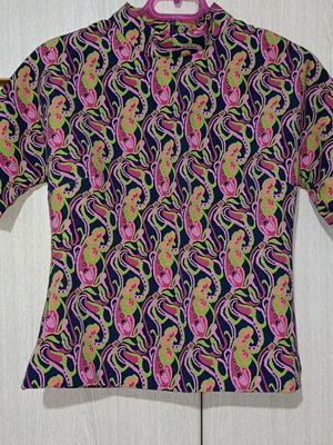 Zara printed blouse like new, size L, remade from dress