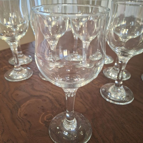 Wine glasses used, set of 11, glass