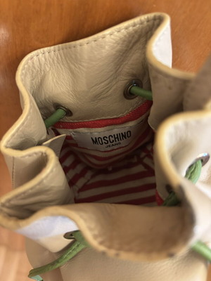Moschino Jeans vintage leather mini bucket bag with cherry details