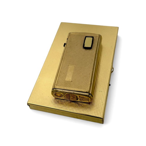 Ronson VARAFLAME electronic gas lighter gold plated like new