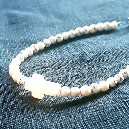 Myrto Bracelet with Magnesite and 925 Silver, Handmade, New