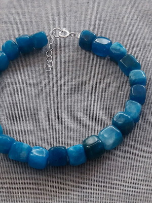 Lillian bracelet with semi-precious stones and 925 silver, blue, new