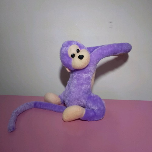 Plush monkey like new with sound, purple, 50 cm length