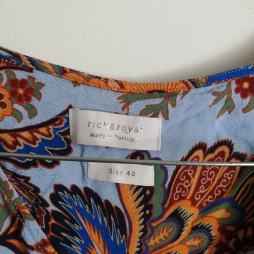 Rich & Royal blouse blue with orange pattern, like new, size 40