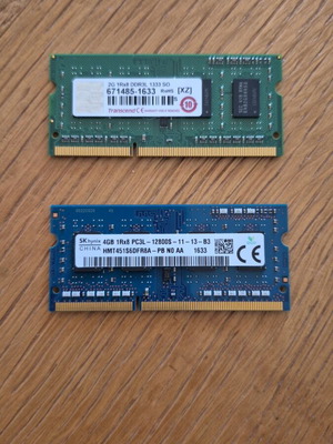 DDR3L SODIMM memory modules used, SK Hynix 4GB and Transcend 2GB