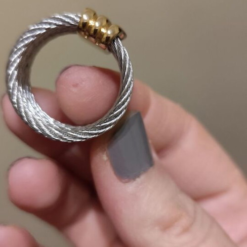 Silver ring with gold detail stainless steel size 10 new