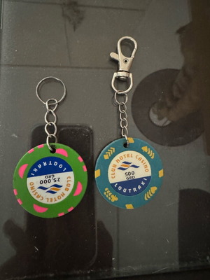 Casino Loutraki Drachma Chips like new, souvenir keychains