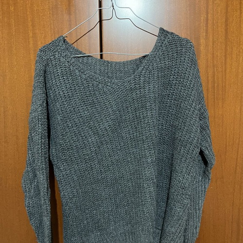 Gray sweater with neckline