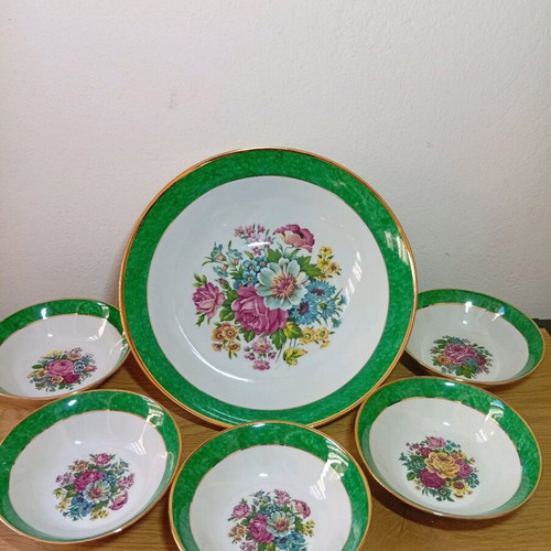 Cmielow Poland vintage porcelain serving bowl set, 6 pieces