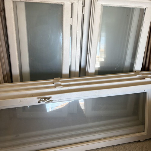 Wooden window frames set with 5 windows and 2 balcony door pairs, white