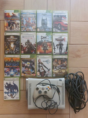 Xbox 360 console with 20GB hard drive, memory card and games