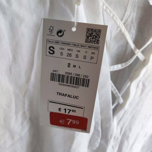 T-shirt Zara new, white, size S