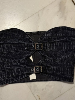 Salt & Pepper strapless denim corset top καινούργιο με καρτελάκι, μέγεθος M