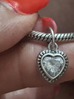 Pandora Charm Dangle Heart with Crystal and Cubic Zirconia, like new