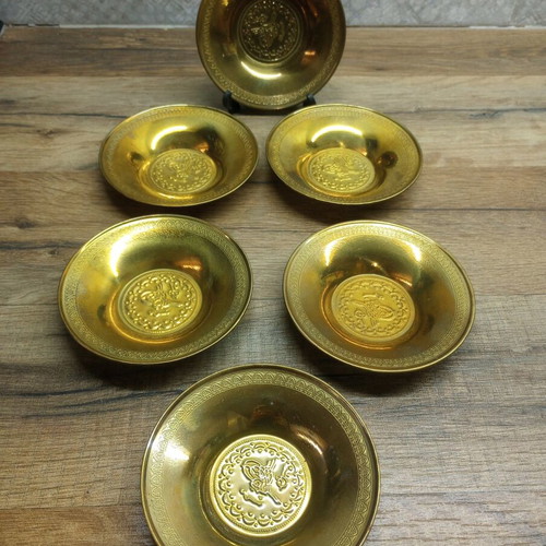 Turkish brass tea saucers like new, set of 6
