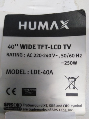 ΑΝΤΑΛΑΚΤΙΚΑ ΤΗΛΕΩΡΑΣΗΣ HUMAX LDE-40A