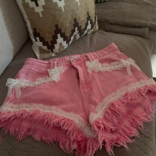 Shorts with handmade details like new, pink, size L