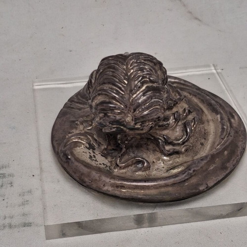 Vintage Silver Plated Presse-Papier Art Nouveau on Plexiglass Base