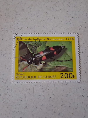 Guinea 1998 200F Mylabris insect stamp, sealed