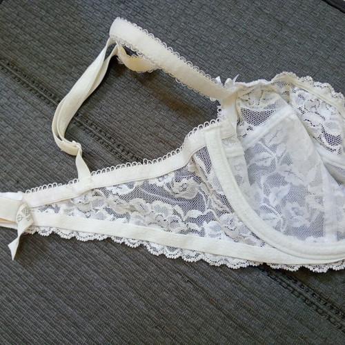 Etam white lace bra, semi-transparent, size 75C