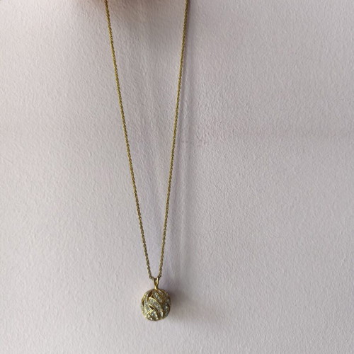 Necklace gold color with zircon ball pendant like new