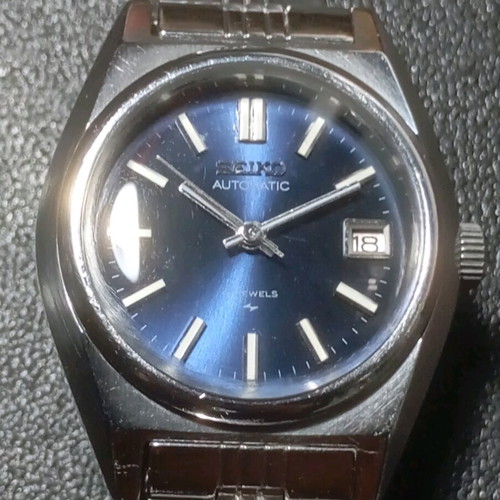 Seiko γυναικείο αυτόματο ρολόι vintage με μπλε καντράν και ατσάλινο μπρασελέ μεταχειρισμένο