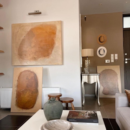 Set of 3 authentic Karsi acrylic paintings on canvas new